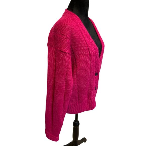 Gallagher Vintage Women's Fuchsia Mohair & Acrylic Knit Cardigan Sweater Size L - Picture 4 of 7
